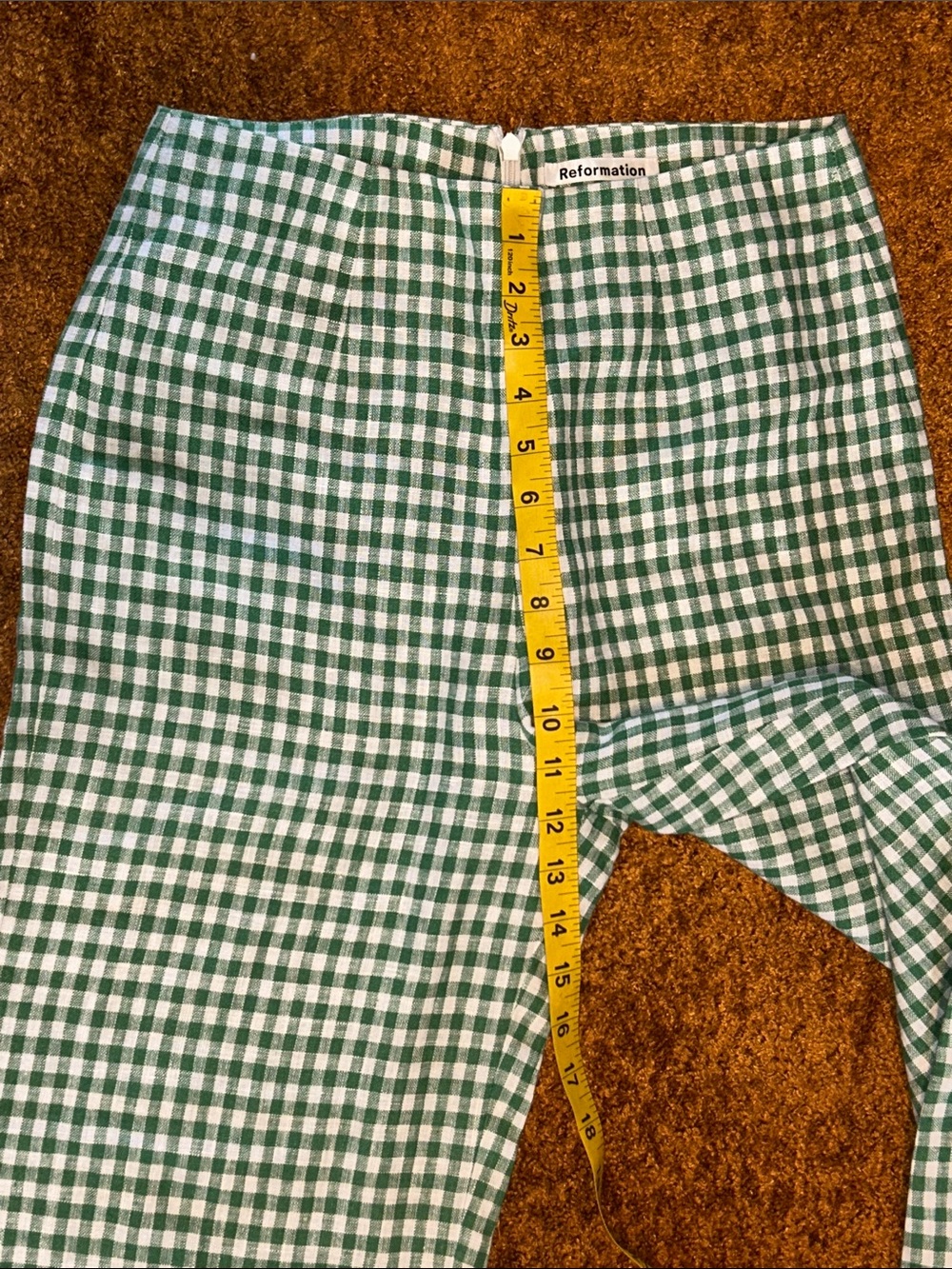 Reformation Green and White Gingham Straight-Leg Pants - Picture 5 of 9